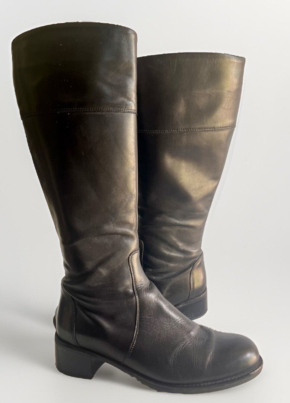 La Canadienne Womens 9 M Black Leather Waterproof Knee High Boots Made Canada